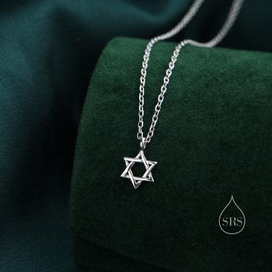 Tiny Star of David Pendant Necklace in Sterling Silver, Extra Small Star of David Necklace, Silver Star Necklace