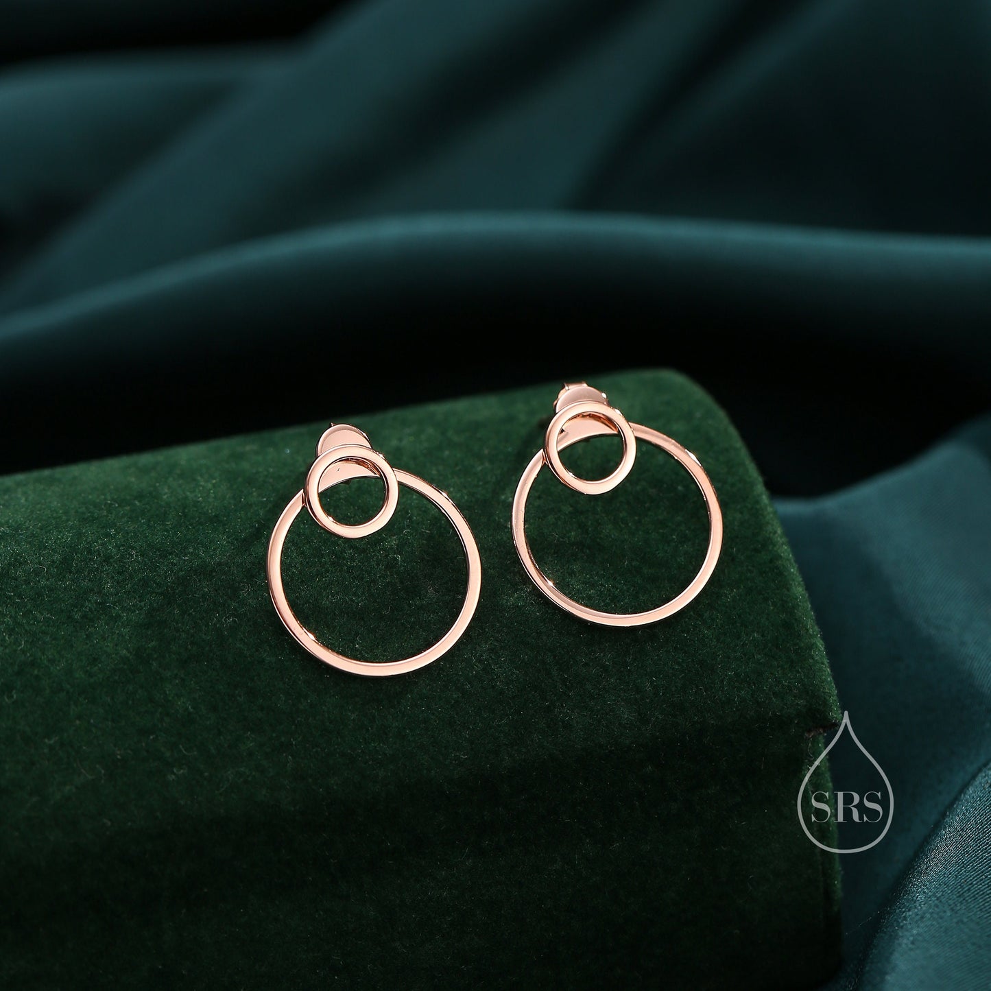 Double Circle Ear Jacket in Sterling Silver,  Two Way Earrings, Detachable Circle, Front and Back Earrings, Silver Gold or Rose Gold