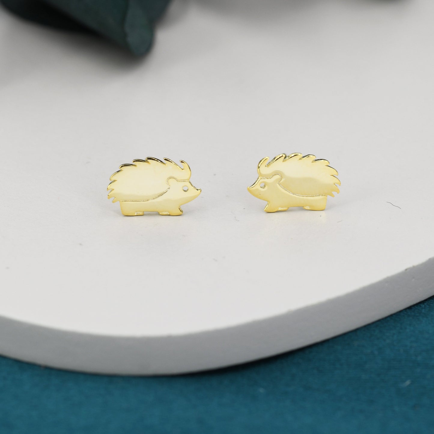 Hedgehog Stud Earrings in Sterling Silver, Silver or Gold, Cute Fun and Quirky Animal Jewellery, Woodland Inspired.