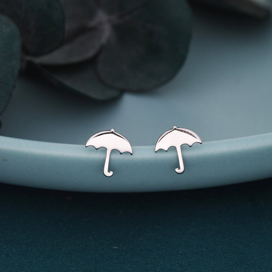 Umbrella Stud Earrings in Sterling Silver - Weather Earrings  - Cute,  Fun, Whimsical
