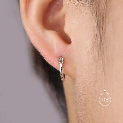 Pair of Minimalist Huggie Hoop Earrings in Sterling Silver,  Plain Hoop Earrings , Two Sizes Available, Simple Hoop Earrings