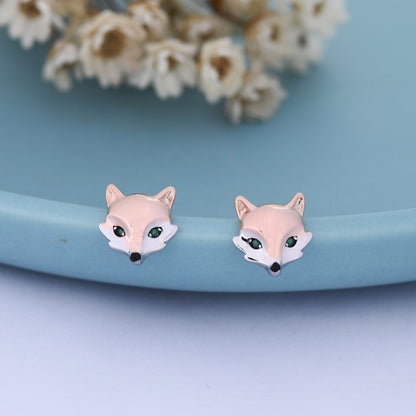 Fox Head Stud Earrings in Sterling Silver - Animal Stud Earrings  - Cute,  Fun, Whimsical
