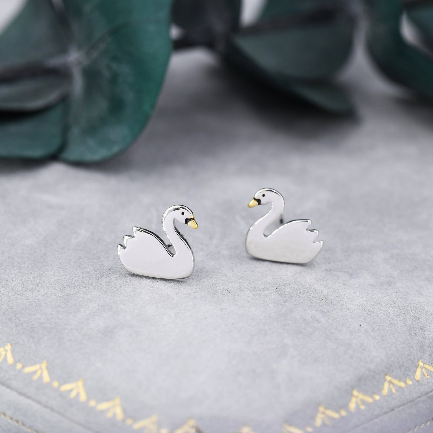 Swan Stud Earrings in Sterling Silver - Animal Stud Earrings - Bird Earrings  - Cute,  Fun, Whimsical