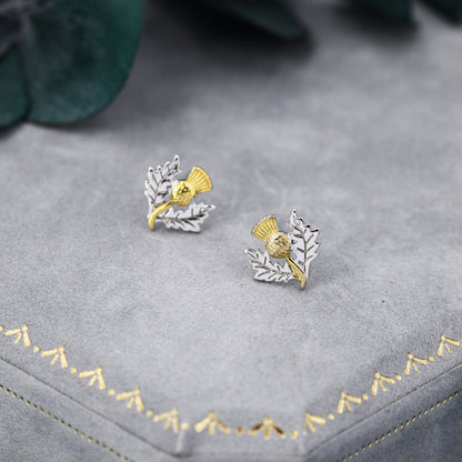 Thistle Flower Stud Earrings in Sterling Silver - Scottish Flower Blossom Stud Earrings  - Cute,  Fun, Whimsical