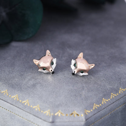 Fox Head Stud Earrings in Sterling Silver - Animal Stud Earrings  - Cute,  Fun, Whimsical