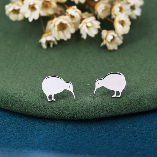 Kiwi Bird Stud Earrings in Sterling Silver,  Cute Fun Quirky, Jewellery Gift for Her, Animal Lover, Nature Inspired, New Zealand Native