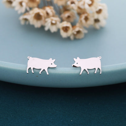 Pig Stud Earrings in Sterling Silver, Cute Fun Quirky, Jewellery Gift for Her, Animal Lover, Nature Inspired, Pigs Can Fly Stud