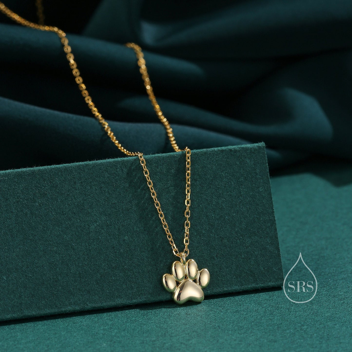 Paw Print Pendant Necklace in Sterling Silver, Silver or Gold, Delicate Paw Pendant Necklace, Cat Necklace, Dog Necklace, Pet Necklace