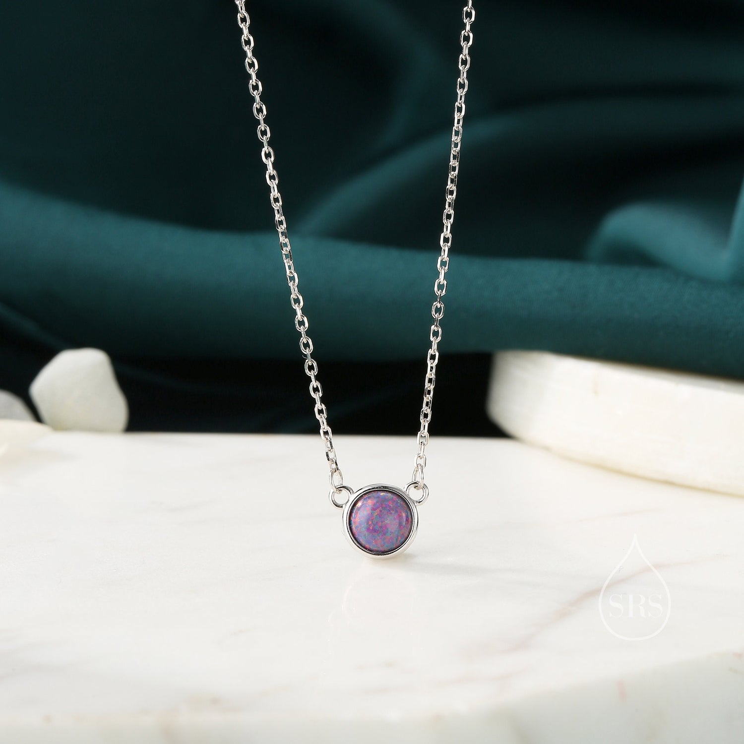 Cosmic Purple Opal Coin Pendant Necklace