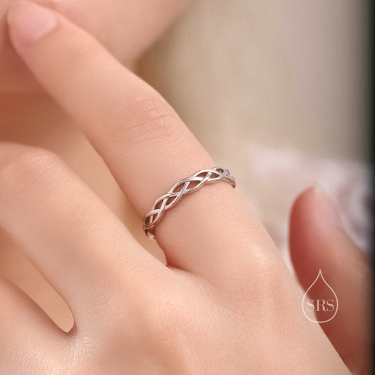 Sterling Silver Skinny Celtic Knot Ring, Adjustable Size, Celtic Inspired Ring