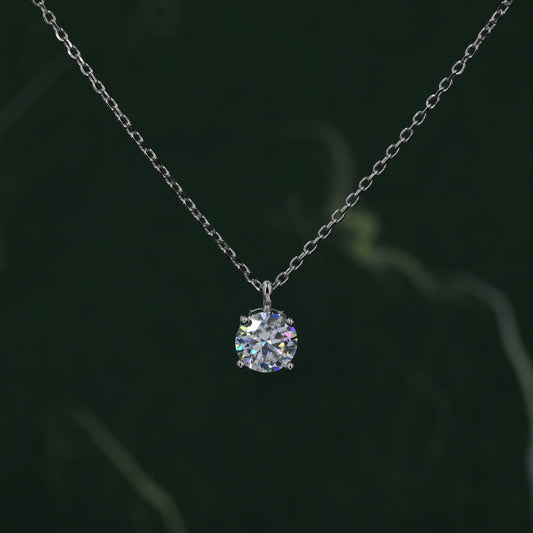 Minimalist Moissanite Solitaire Pendant Necklace  in Sterling Silver, 0.5ct or 1 Ct Moissanite Diamond Bubble Necklace