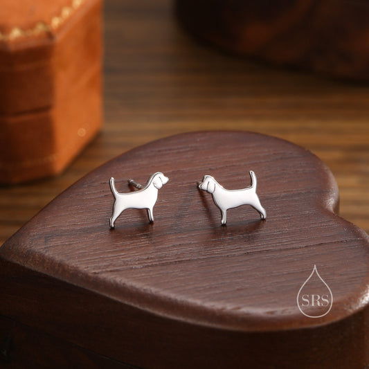 Tiny Beagle Dog Stud Earrings in Sterling Silver, Silver or Gold, Sterling Silver Beagle Dog Earrings, Pet Earrings