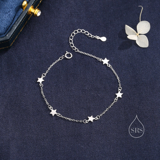 Star Motif Bracelet in Sterling Silver, North Star Bracelet, Sunburst Star Bracelet, Star Motif
