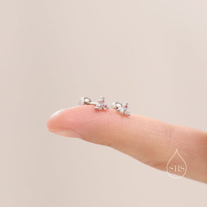 Three Dot AB Crystal Trio Screw Back Earrings in Sterling Silver with Sparkly CZ Crystals, Simple and Minimalist, Aurora Crystal