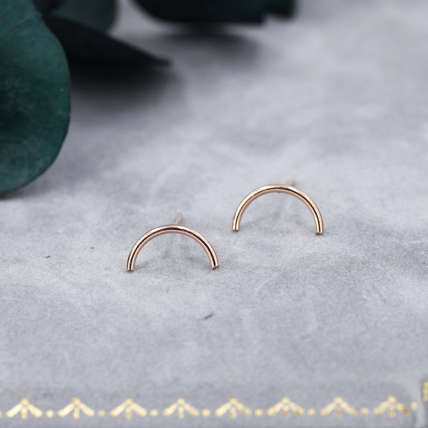 Delicate Curved Bar Stud Earrings in Sterling Silver, Gold or Silver, Simple and Minimalist, Geometric, Discreet