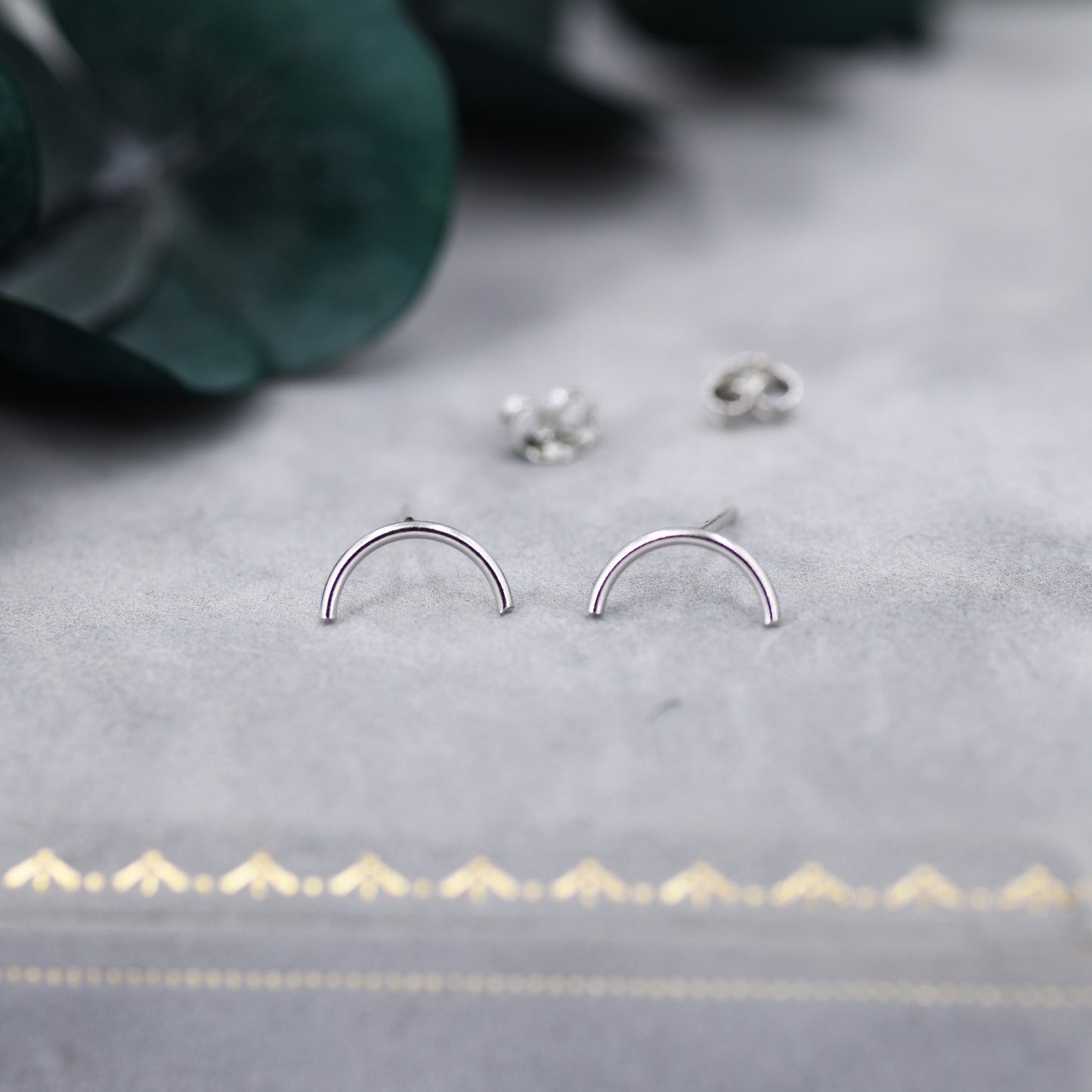 Delicate Curved Bar Stud Earrings in Sterling Silver, Gold or Silver, Simple and Minimalist, Geometric, Discreet