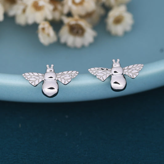 Bumble Bee Stud Earrings in Sterling Silver, Silver, Gold or Rose Gold,  Bee Earrings, Nature Inspired.