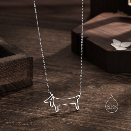 Dachshund Dog Necklace in Sterling Silver, in Silver or Gold, Dachshund gift, Wearable Art, Weiner dog Necklace, Sausage Dog Necklace