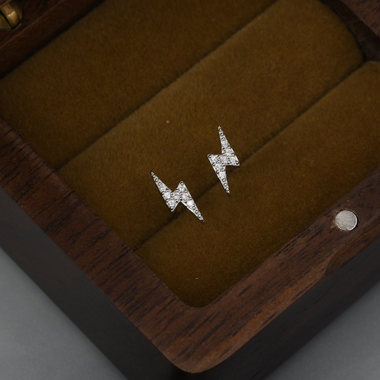 CZ Lightning Bolt Stud Earrings in Sterling Silver, Available in 2 Sizes, Tiny Lightning Bolt Earrings, Silver, Gold and Rose Gold
