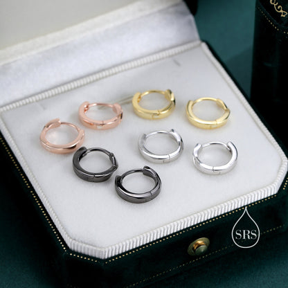 Mobius Strip Circle Huggie Hoop Earrings in Sterling Silver, Silver or Black or Gold or Rose Gold, Minimalist Simple Earrings