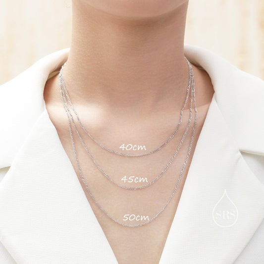 Minimalist Skinny Figaro chain Choker Necklace in Sterling Silver, Available in Three Lengths, Silver or Gold, Skinny and Delicate Necklace