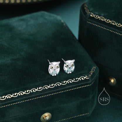 Cute Baby Owl Face Stud Earrings in Sterling Silver, Owl Bird Earrings,  Nature Inspired Animal Earrings