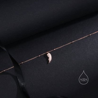 Tiny and Delicate Angel Wing Pendant Necklace in Sterling Silver with a Satellite Chain, Bird Necklace, Silver or Gold or Rose Gold