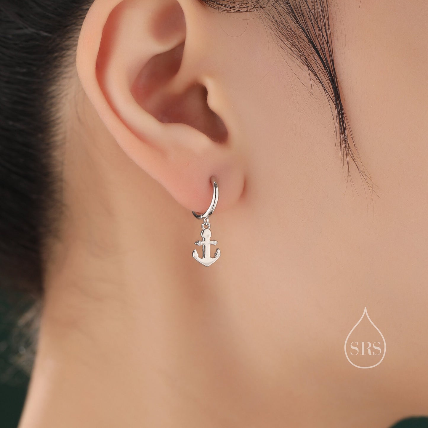 Anchor Huggie Hoop Earrings in Sterling Silver, Silver or Gold or Rose Gold, Tiny Anchor Earrings, Nautical Ocean Theme Earrings