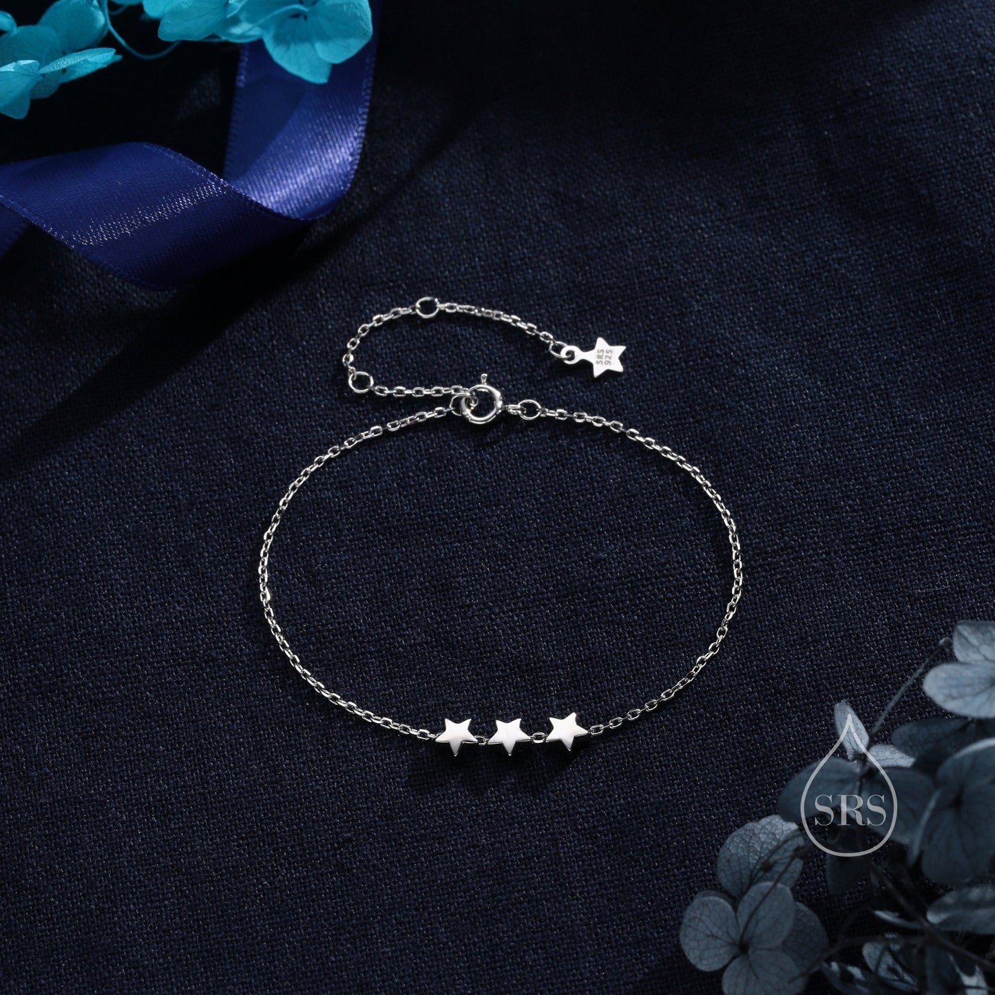 Sterling Silver Star Charm Bracelet, One Star, Two Stars or Three Stars, Silver or Gold or Rose Gold, Star Charm Bracelet, Celestial