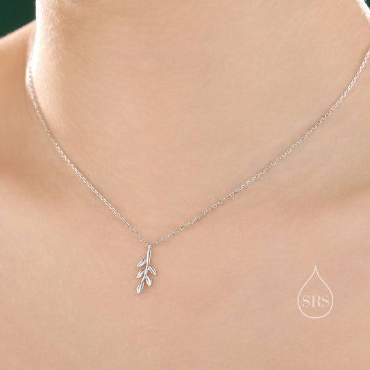 Delicate Olive Leaf Pendant Necklace in Sterling Silver, Olive Leaf Necklace,  Nature Inspired Tree Leaf Necklace