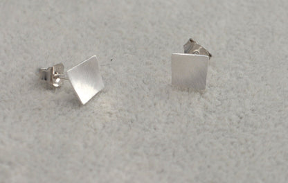 Sterling Silver Curved Square Stud Earrings, Minimalist Geometric Jewellery, Simple Studs D9